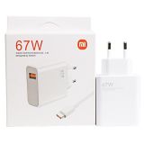 Xiaomi MDY-12-EH originální síťová rychlonabíječka Xiaomi MDY-12-EH + USB-C (Type-C) datový kabel v bílé barvě 5A, 67W