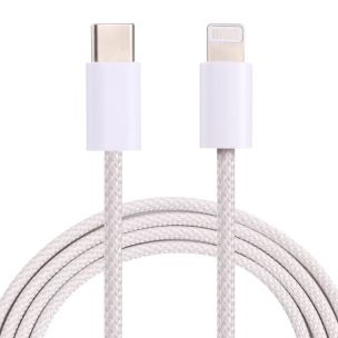 Apple Opletený datový a nabíjecí kabel PD 20W USB-C/Lightning pro iPhone/iPad/iPod/AirPods 1 m bílý