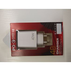 JM PKG047 PD síťová rychlonabíječka USB QC 3.0 s výstupy USB-C a USB-A  40W bílá